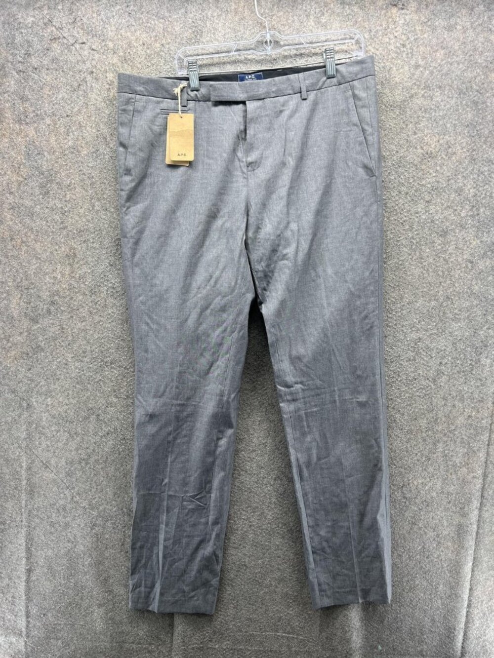 A.P.C. Dress Pants Mens 52 Gray Slim Fit Tapered Flat Front Business Casual